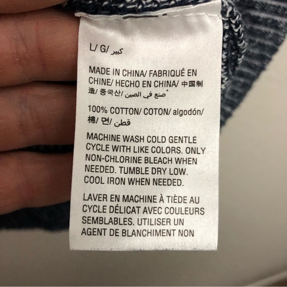 American Rag Men’s Blue & White Marled Cable Knit Sweater Large - Picture 5 of 5